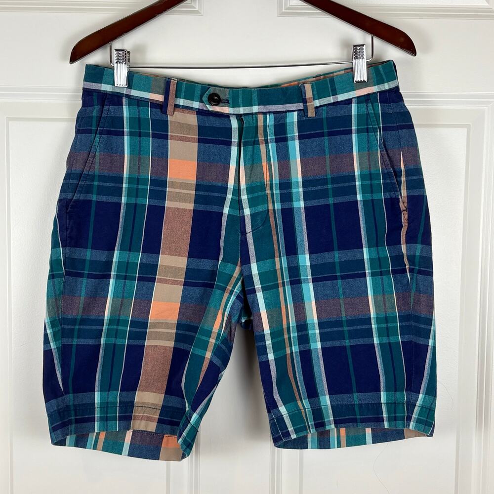 Brooks Brothers Plaid Bermuda Shorts Preppy Beach Spring Cotton Men's Size 33"